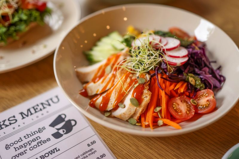 Spicy Chicken Salad Bowl with fresh greens